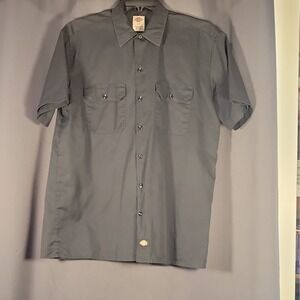 Dickies Men's Black Short Sleeve Button Front Work Shirt LT Twill Poly/Cotton